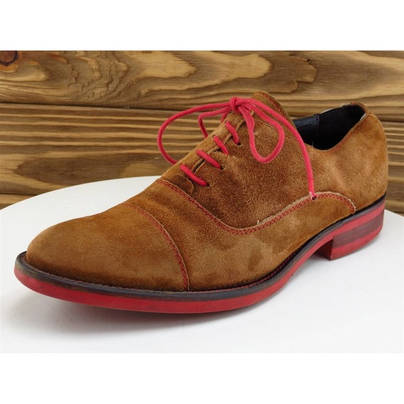 Donald Pliner Sz 8 Oxford Brown Suede Men Lace Up Almond Toe‎ Medium - Picture 1 of 11